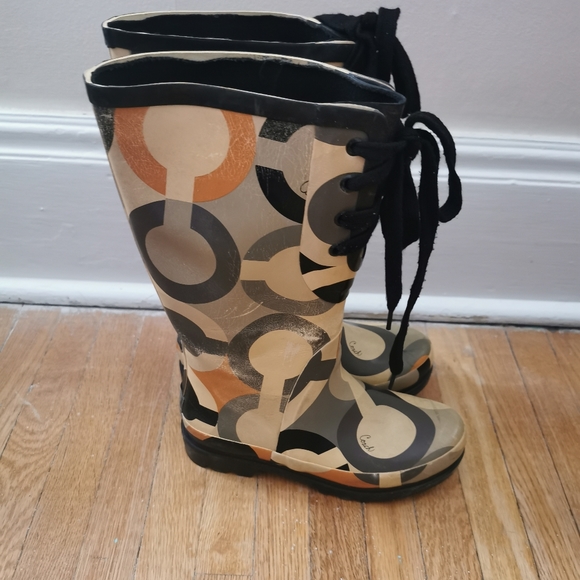 Coach Periwinkle Logo Rain Boots Size 6 - Picture 5 of 13